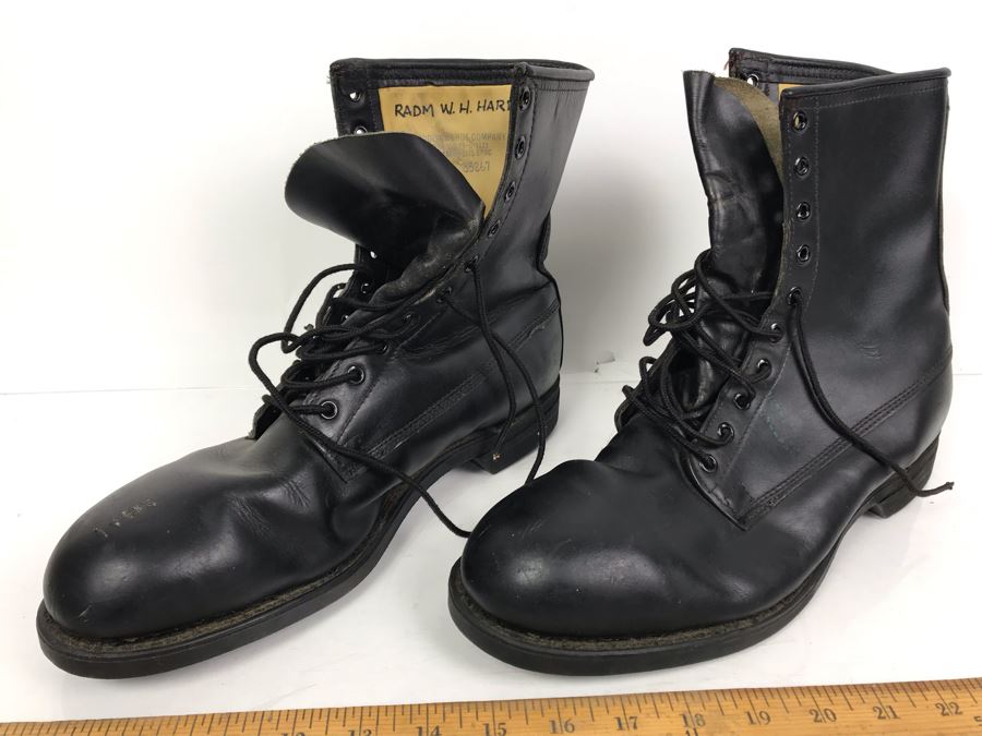 Vintage 1975 USN Pilot Boots Inscribed RADM W. H. Harris Addison Shoe Company Size 11 [Photo 3]