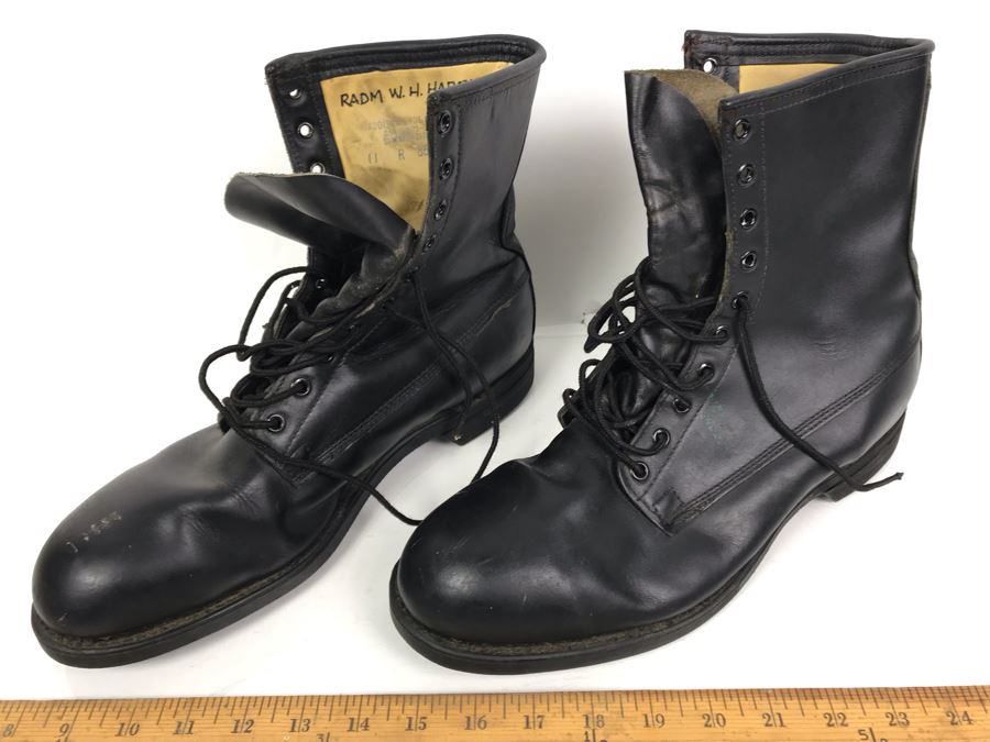 Vintage 1975 USN Pilot Boots Inscribed RADM W. H. Harris Addison Shoe Company Size 11 [Photo 5]