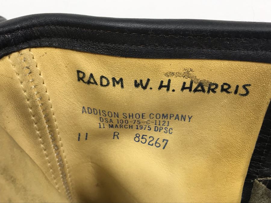 Vintage 1975 USN Pilot Boots Inscribed RADM W. H. Harris Addison Shoe Company Size 11 [Photo 7]
