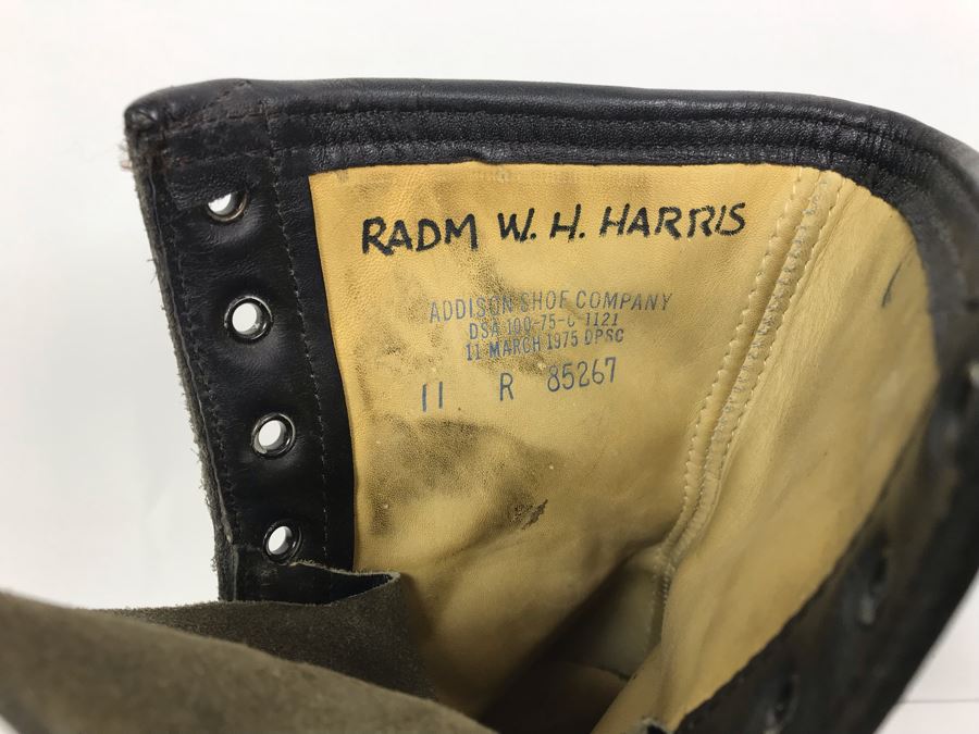 Vintage 1975 USN Pilot Boots Inscribed RADM W. H. Harris Addison Shoe Company Size 11 [Photo 2]