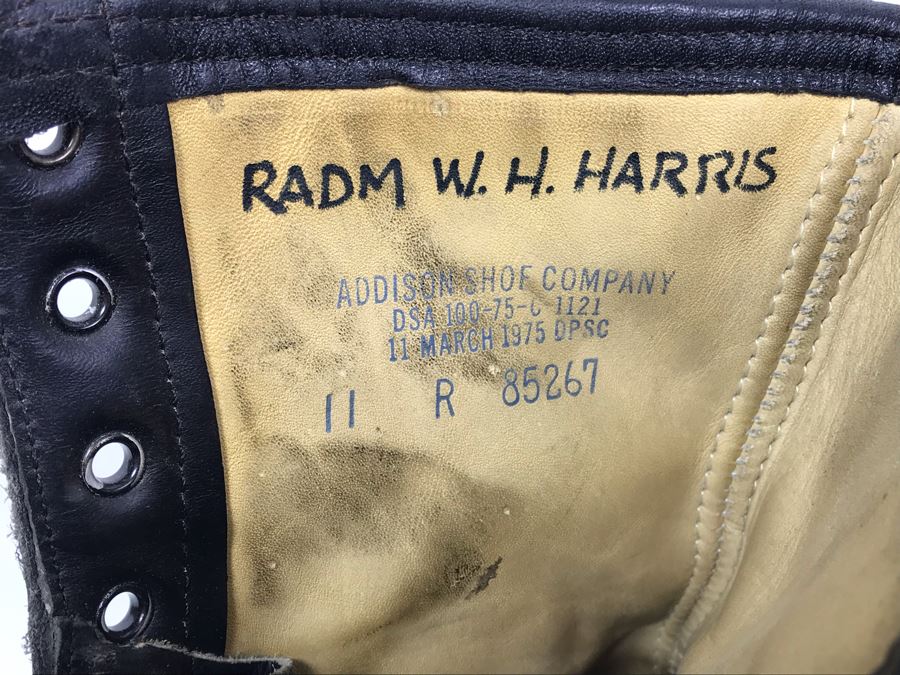 Vintage 1975 USN Pilot Boots Inscribed RADM W. H. Harris Addison Shoe Company Size 11 [Photo 6]