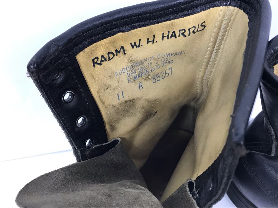 Vintage 1975 USN Pilot Boots Inscribed RADM W. H. Harris Addison Shoe Company Size 11 [Photo 8]