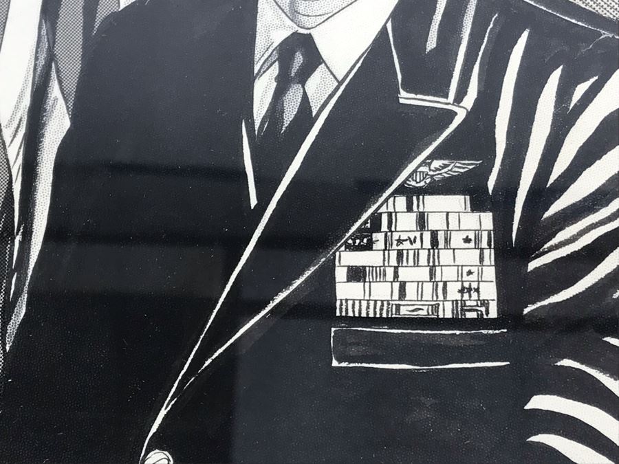 Original Signed Mario Demarco, Cartoonist, Illustrator Pen And Ink Drawing Of William H. Harris, RADM, USN (Ret.) Depicting Career In Cartoonist Format 19' X 15' [Photo 13]