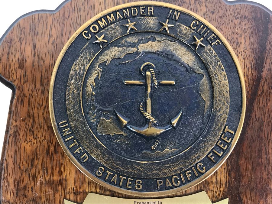 Wall Plaque Presented To Rear Admiral William H. Harris, USN For Outstanding Service As Deputy Chief Of Staff For Operations & Plans 1972-1975 Commander In Chief United States Pacific Fleet 10' X 10' [Photo 2]