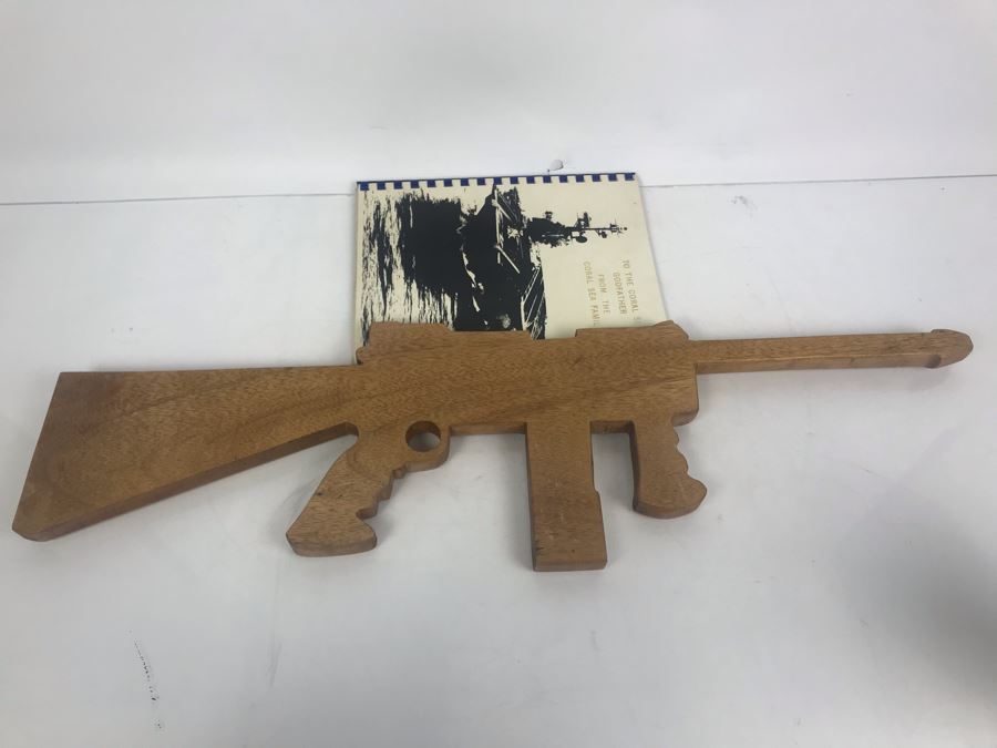 Carved Wooden Gun With Inscription 'Coral Sea Godfather' And Photograph Book Titled 'To The Coral Sea Godfather From The Coral Sea Family' Recognizing William H. Harris, RADM, USN (Ret.) [Photo 17]