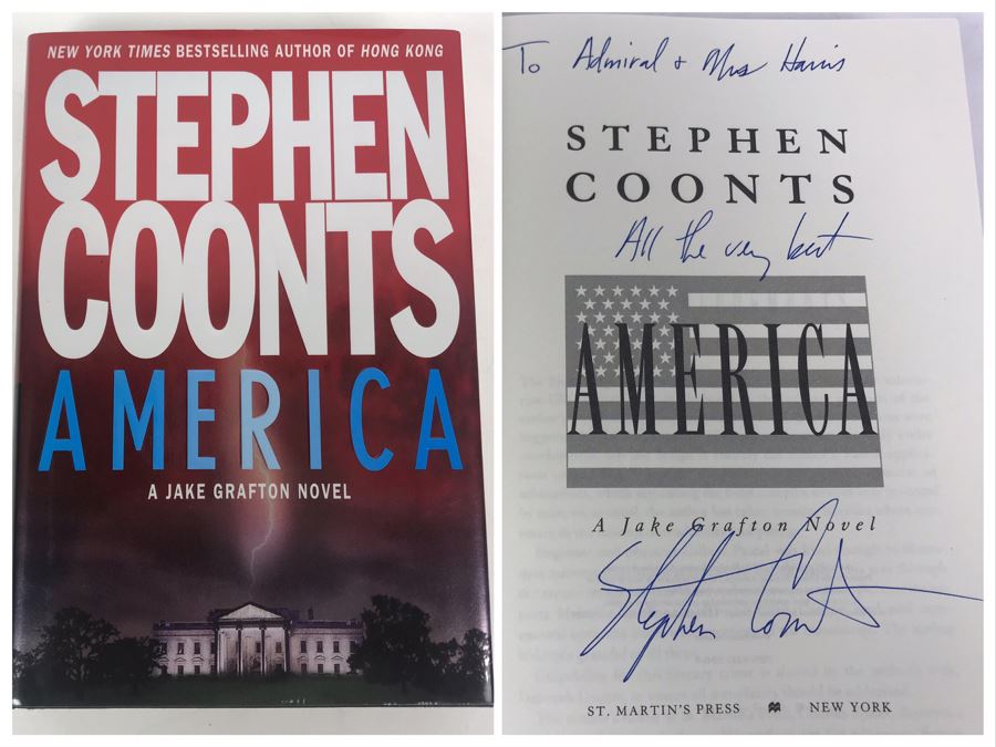 Signed Stephen Coonts Book America Personalized To Admiral + Mrs Harris [Photo 1]