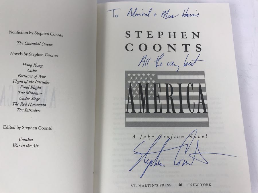 Signed Stephen Coonts Book America Personalized To Admiral + Mrs Harris [Photo 8]