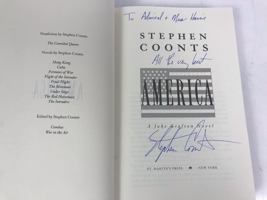 Signed Stephen Coonts Book America Personalized To Admiral + Mrs Harris [Photo 7]