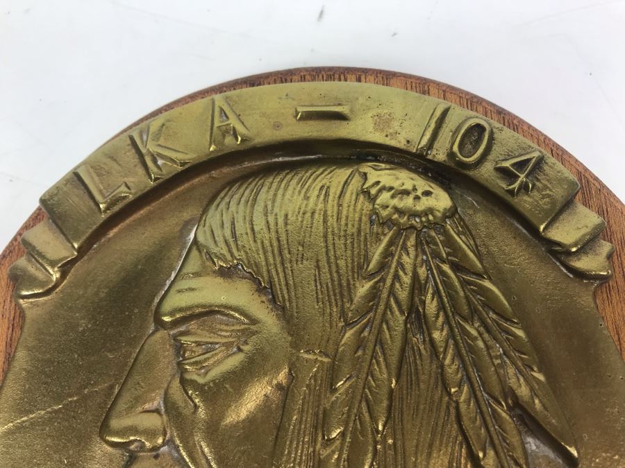 Relief Brass Plaque On Wood LKA-104 USS Seminole Inscribed 'Capt. W.H. Harris USN Commanding Officer 26 July 1969-10 July 1970' 11'H [Photo 7]