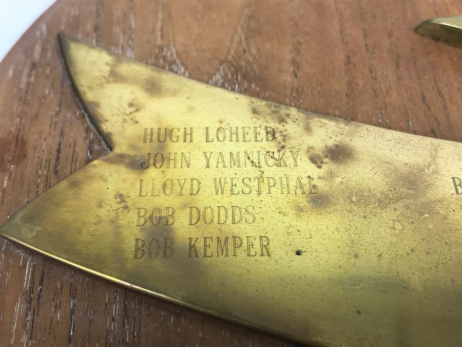 Brass Plaque On Wood VA 146 Strike Fighter Squadron 146 Inscribed Cdr. W. H. Harris, USN Commanding Officer Dec 1964 - Dec 1965 And Blue Diamonds VA-146 Hat [Photo 9]