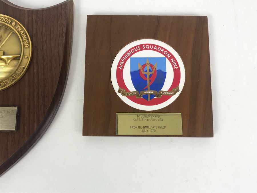 Pair Of Plaques Presented To William 'Bill' H. Harris, RADM, USN (Ret.): Amphibious Squadron Nine 1970 And Chief Of Naval Education & Training 1978 [Photo 6]