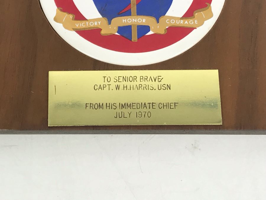 Pair Of Plaques Presented To William 'Bill' H. Harris, RADM, USN (Ret.): Amphibious Squadron Nine 1970 And Chief Of Naval Education & Training 1978 [Photo 9]