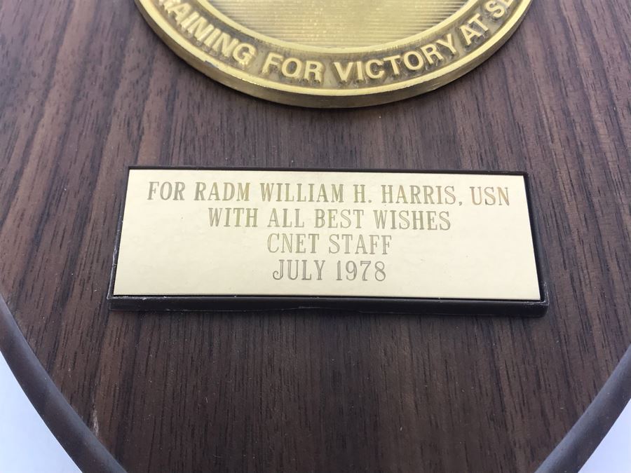 Pair Of Plaques Presented To William 'Bill' H. Harris, RADM, USN (Ret.): Amphibious Squadron Nine 1970 And Chief Of Naval Education & Training 1978 [Photo 4]
