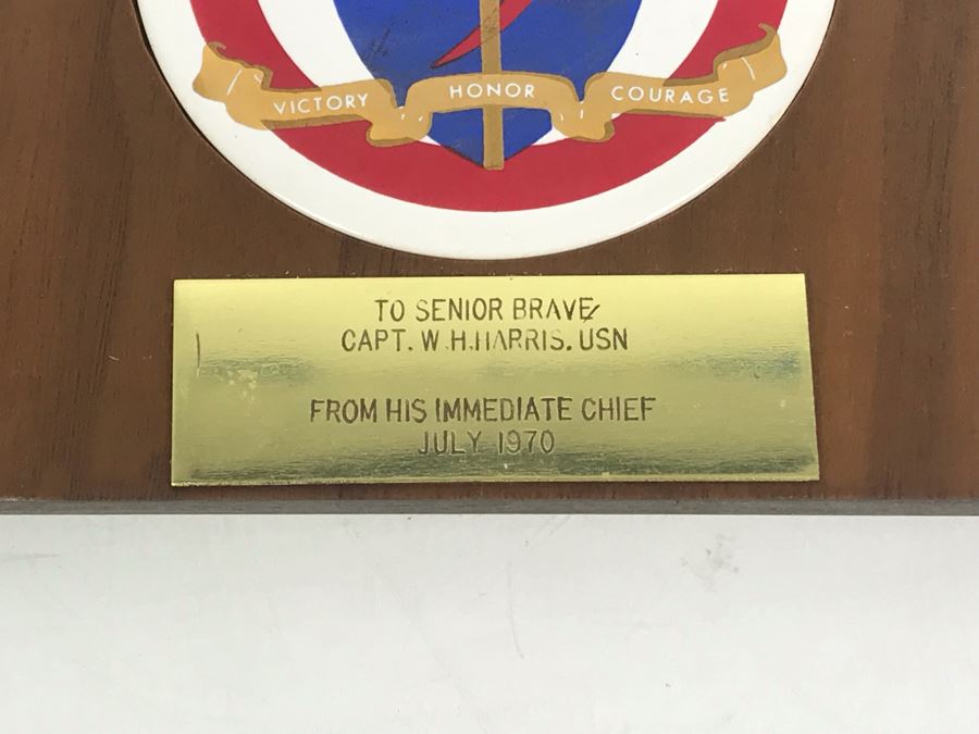 Pair Of Plaques Presented To William 'Bill' H. Harris, RADM, USN (Ret.): Amphibious Squadron Nine 1970 And Chief Of Naval Education & Training 1978 [Photo 8]
