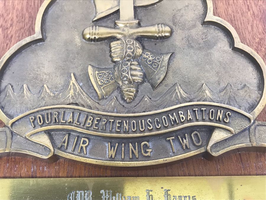 Air Wing Two Relief Brass On Wood Plaque Presented To Cdr William 'Bill' H. Harris COMATK CARAIRWING TWO Dec 65 - Mar 67 Early Vietnam War [Photo 7]