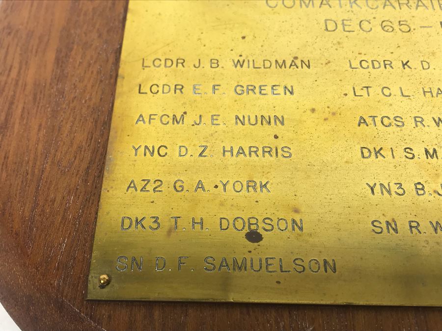 Air Wing Two Relief Brass On Wood Plaque Presented To Cdr William 'Bill' H. Harris COMATK CARAIRWING TWO Dec 65 - Mar 67 Early Vietnam War [Photo 11]