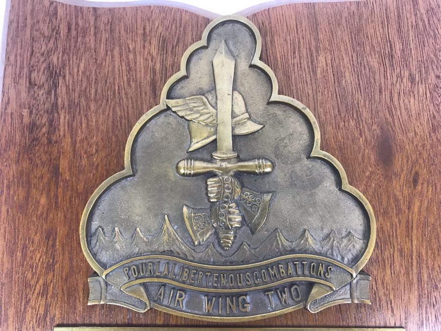 Air Wing Two Relief Brass On Wood Plaque Presented To Cdr William 'Bill' H. Harris COMATK CARAIRWING TWO Dec 65 - Mar 67 Early Vietnam War [Photo 4]