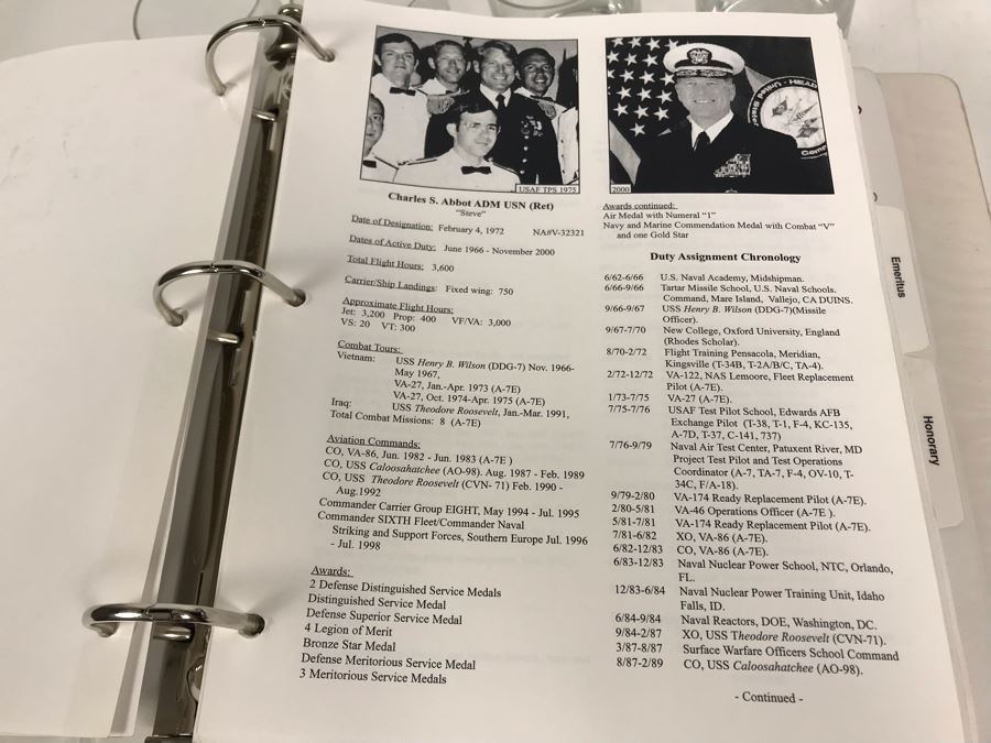 'The Golden Eagles' Documents And Glasses: (4) 3-Ring Binders Filled With Documents And (4) 'Golden Eagles' Glasses - The Early and Pioneer Naval Aviators - Elite Pilots And Astronauts Including John Glenn [Photo 36]