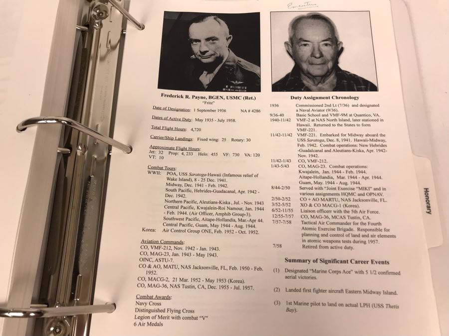 'The Golden Eagles' Documents And Glasses: (4) 3-Ring Binders Filled With Documents And (4) 'Golden Eagles' Glasses - The Early and Pioneer Naval Aviators - Elite Pilots And Astronauts Including John Glenn [Photo 23]
