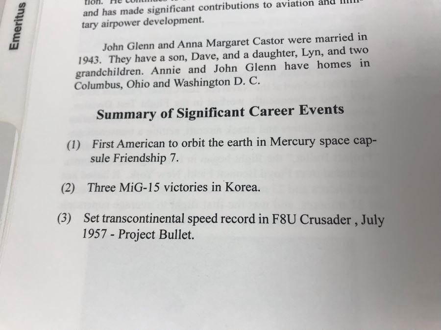 'The Golden Eagles' Documents And Glasses: (4) 3-Ring Binders Filled With Documents And (4) 'Golden Eagles' Glasses - The Early and Pioneer Naval Aviators - Elite Pilots And Astronauts Including John Glenn [Photo 22]