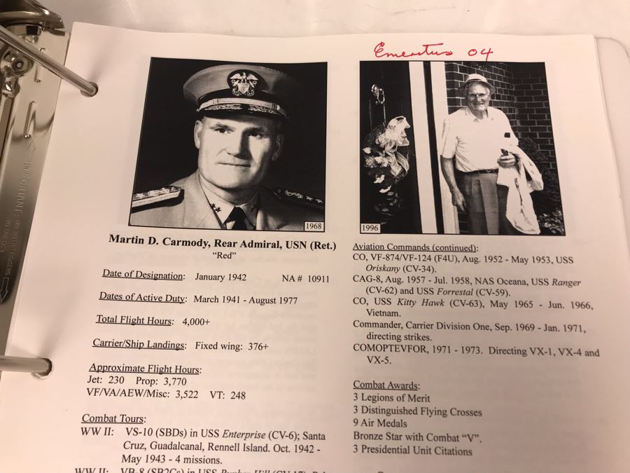 'The Golden Eagles' Documents And Glasses: (4) 3-Ring Binders Filled With Documents And (4) 'Golden Eagles' Glasses - The Early and Pioneer Naval Aviators - Elite Pilots And Astronauts Including John Glenn [Photo 44]