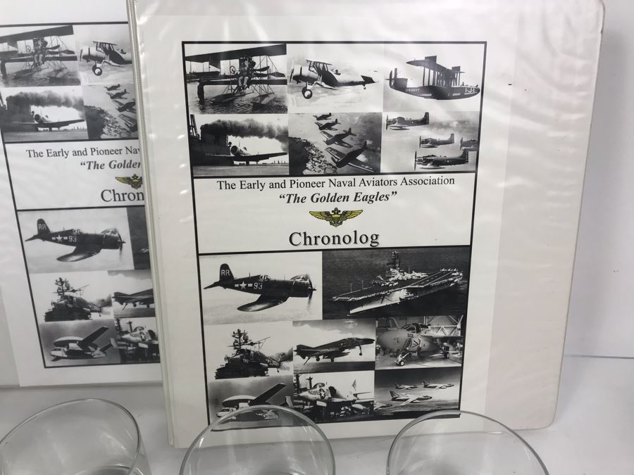 'The Golden Eagles' Documents And Glasses: (4) 3-Ring Binders Filled With Documents And (4) 'Golden Eagles' Glasses - The Early and Pioneer Naval Aviators - Elite Pilots And Astronauts Including John Glenn [Photo 6]