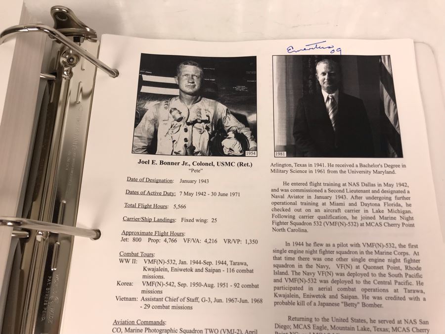 'The Golden Eagles' Documents And Glasses: (4) 3-Ring Binders Filled With Documents And (4) 'Golden Eagles' Glasses - The Early and Pioneer Naval Aviators - Elite Pilots And Astronauts Including John Glenn [Photo 43]