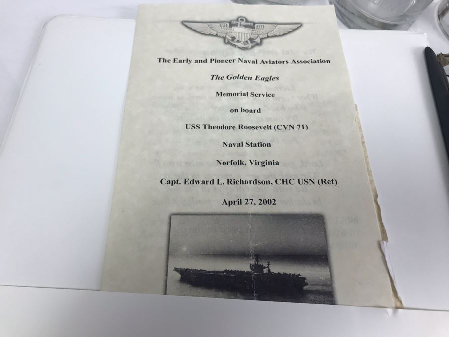 'The Golden Eagles' Documents And Glasses: (4) 3-Ring Binders Filled With Documents And (4) 'Golden Eagles' Glasses - The Early and Pioneer Naval Aviators - Elite Pilots And Astronauts Including John Glenn [Photo 28]