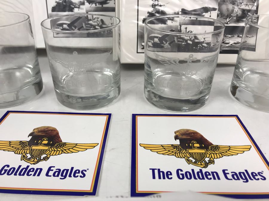 'The Golden Eagles' Documents And Glasses: (4) 3-Ring Binders Filled With Documents And (4) 'Golden Eagles' Glasses - The Early and Pioneer Naval Aviators - Elite Pilots And Astronauts Including John Glenn [Photo 4]