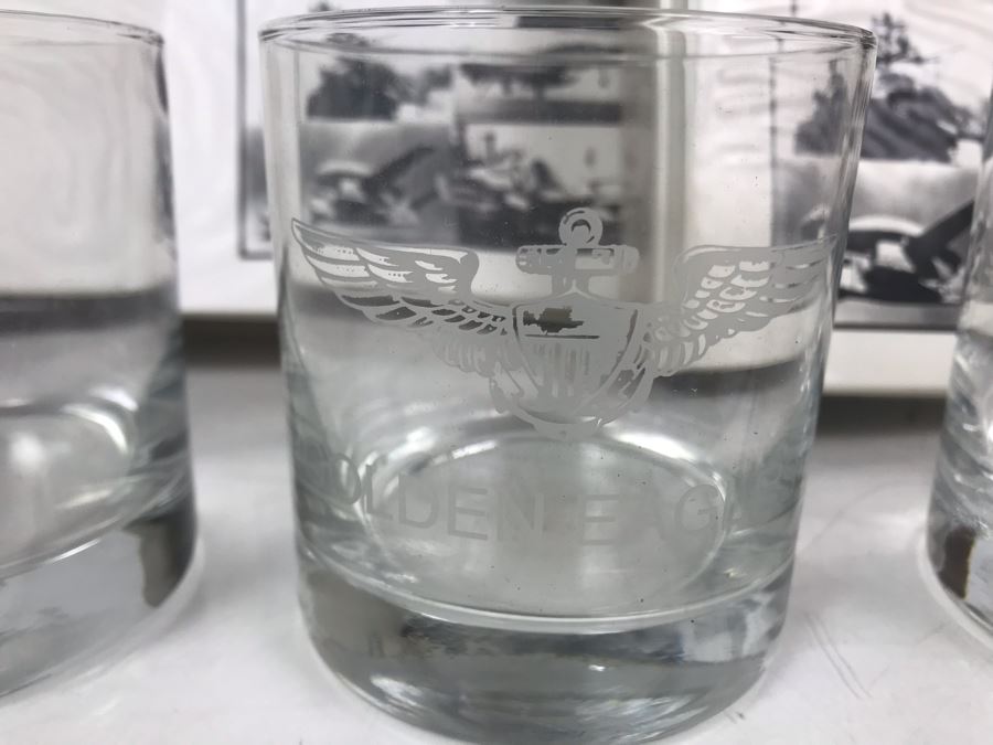 'The Golden Eagles' Documents And Glasses: (4) 3-Ring Binders Filled With Documents And (4) 'Golden Eagles' Glasses - The Early and Pioneer Naval Aviators - Elite Pilots And Astronauts Including John Glenn [Photo 3]