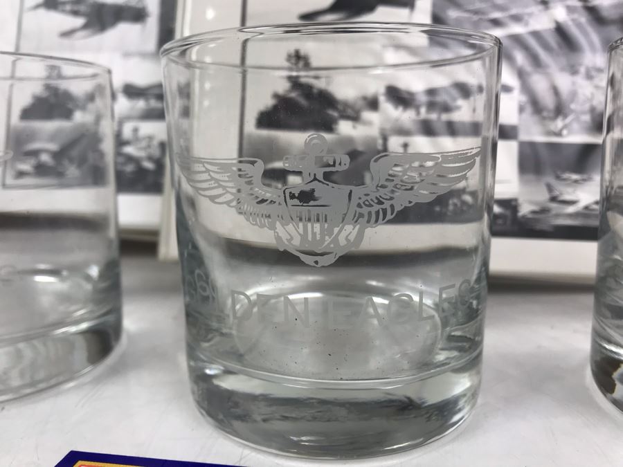 'The Golden Eagles' Documents And Glasses: (4) 3-Ring Binders Filled With Documents And (4) 'Golden Eagles' Glasses - The Early and Pioneer Naval Aviators - Elite Pilots And Astronauts Including John Glenn [Photo 5]