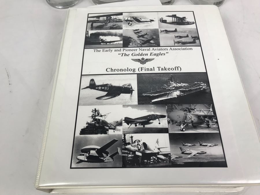 'The Golden Eagles' Documents And Glasses: (4) 3-Ring Binders Filled With Documents And (4) 'Golden Eagles' Glasses - The Early and Pioneer Naval Aviators - Elite Pilots And Astronauts Including John Glenn [Photo 8]