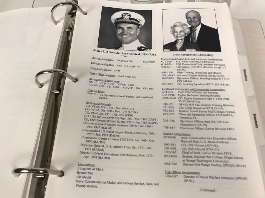 'The Golden Eagles' Documents And Glasses: (4) 3-Ring Binders Filled With Documents And (4) 'Golden Eagles' Glasses - The Early and Pioneer Naval Aviators - Elite Pilots And Astronauts Including John Glenn [Photo 37]