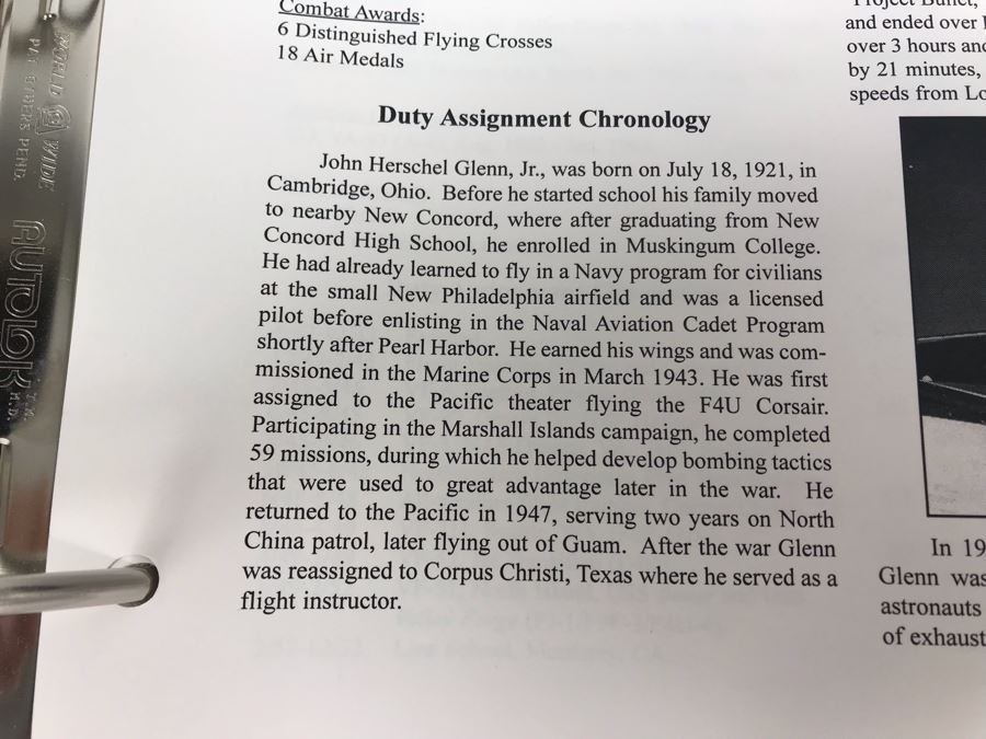 'The Golden Eagles' Documents And Glasses: (4) 3-Ring Binders Filled With Documents And (4) 'Golden Eagles' Glasses - The Early and Pioneer Naval Aviators - Elite Pilots And Astronauts Including John Glenn [Photo 18]