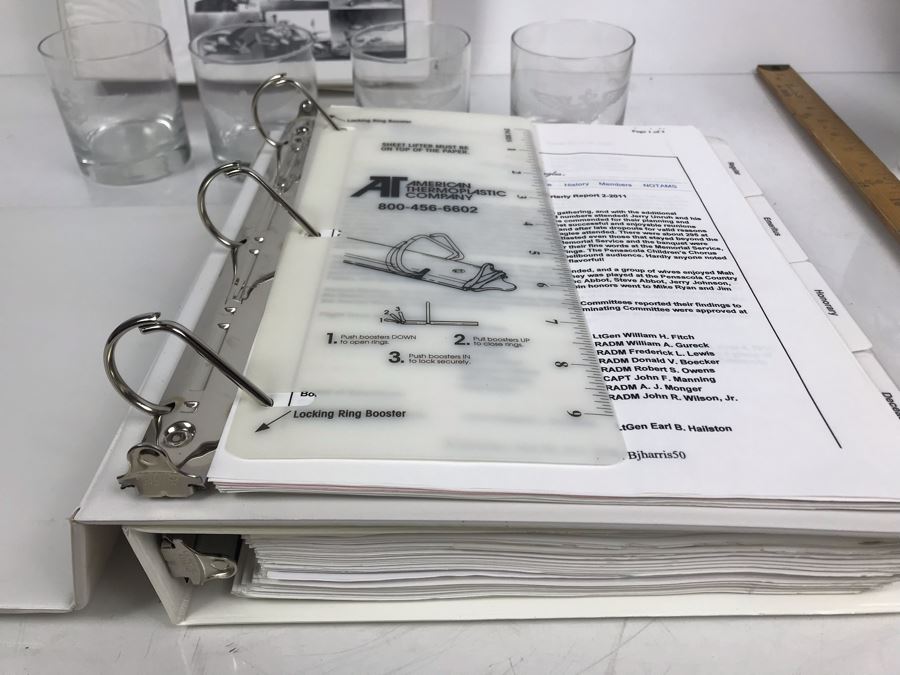 'The Golden Eagles' Documents And Glasses: (4) 3-Ring Binders Filled With Documents And (4) 'Golden Eagles' Glasses - The Early and Pioneer Naval Aviators - Elite Pilots And Astronauts Including John Glenn [Photo 30]