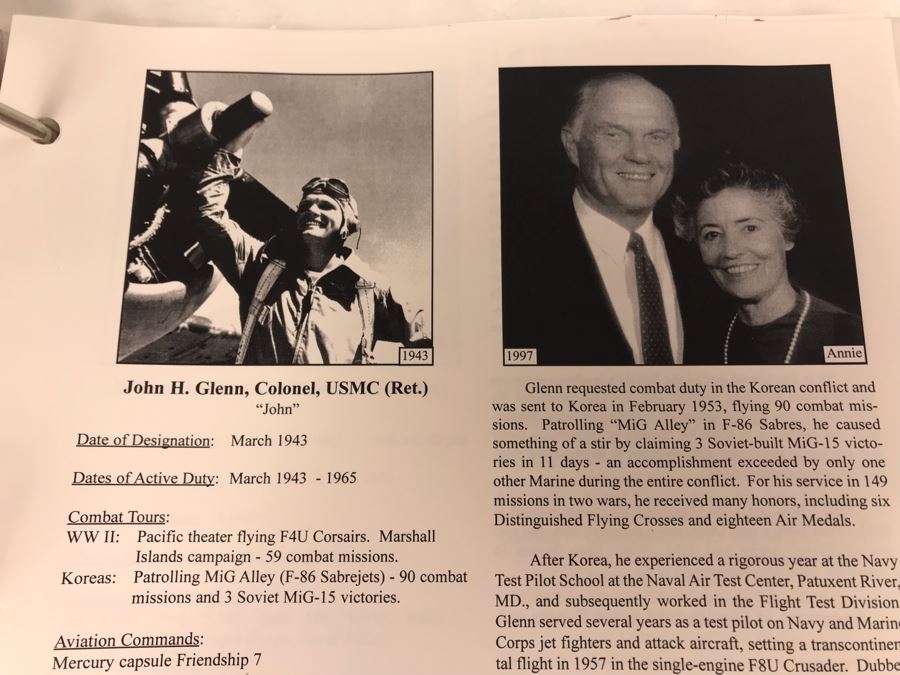 'The Golden Eagles' Documents And Glasses: (4) 3-Ring Binders Filled With Documents And (4) 'Golden Eagles' Glasses - The Early and Pioneer Naval Aviators - Elite Pilots And Astronauts Including John Glenn [Photo 16]