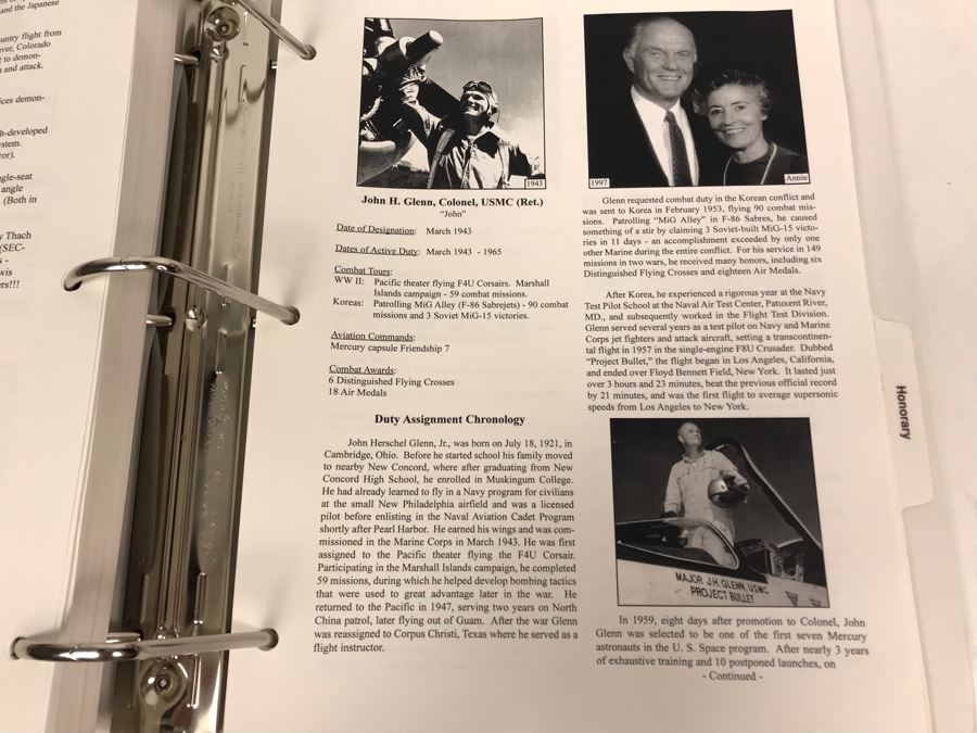 'The Golden Eagles' Documents And Glasses: (4) 3-Ring Binders Filled With Documents And (4) 'Golden Eagles' Glasses - The Early and Pioneer Naval Aviators - Elite Pilots And Astronauts Including John Glenn [Photo 47]