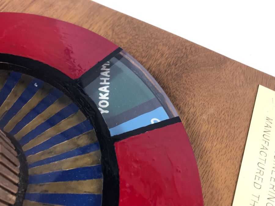 Mechanical Award Presented To Capt W. H. Harris USN For Rememberance Of Coral Sea's 1971-1972 Deployment - COMSEVENTH FLT'S Scheduling Machine Spin To Dial-A-Port [Photo 13]