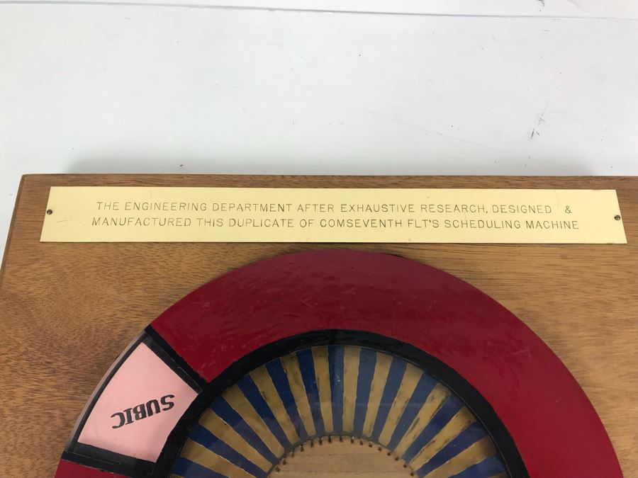 Mechanical Award Presented To Capt W. H. Harris USN For Rememberance Of Coral Sea's 1971-1972 Deployment - COMSEVENTH FLT'S Scheduling Machine Spin To Dial-A-Port [Photo 6]