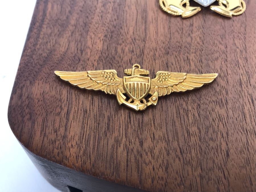 William 'Bill' H. Harris, RADM, USN (Ret.) Wooden Plaque Displaying His Naval Aviator Wings, Pair Of Rear Admiral Two-Stars And More [Photo 6]