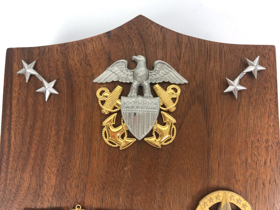 William 'Bill' H. Harris, RADM, USN (Ret.) Wooden Plaque Displaying His Naval Aviator Wings, Pair Of Rear Admiral Two-Stars And More [Photo 3]