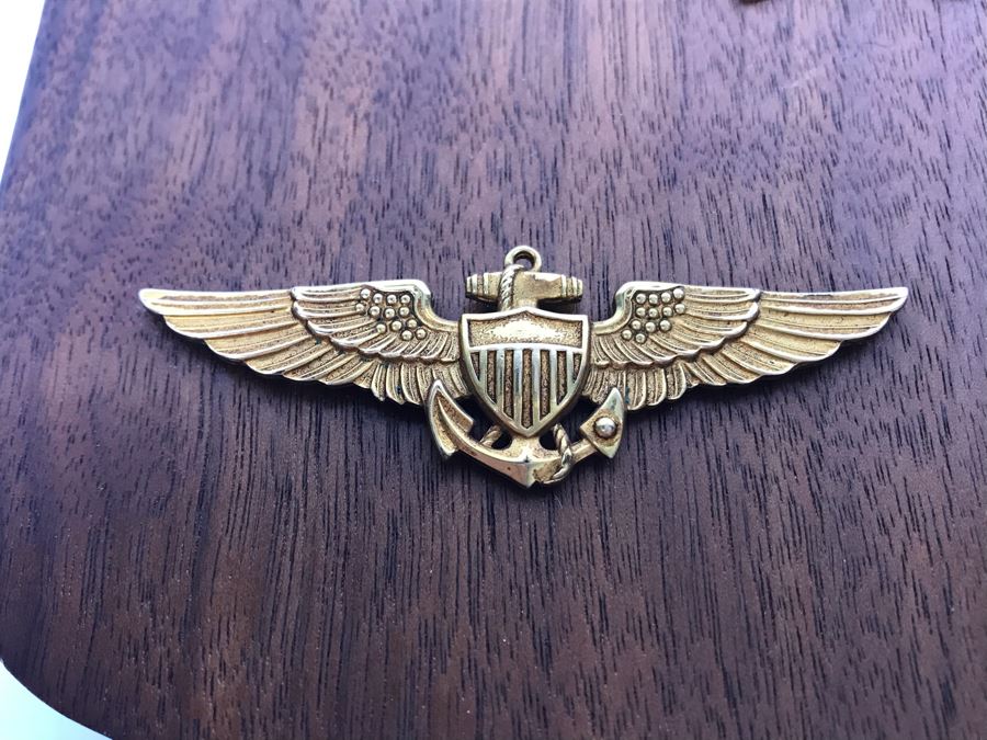 William 'Bill' H. Harris, RADM, USN (Ret.) Wooden Plaque Displaying His Naval Aviator Wings, Pair Of Rear Admiral Two-Stars And More [Photo 7]