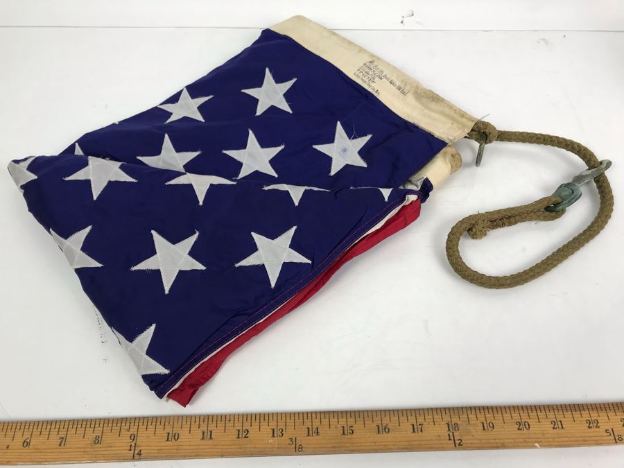 US Flag From Attack Aircraft Carrier William 'Bill' H. Harris, RADM, USN (Ret.) Valley Forge Flag Co 3' 6' X 6' 7-3/4' [Photo 2]