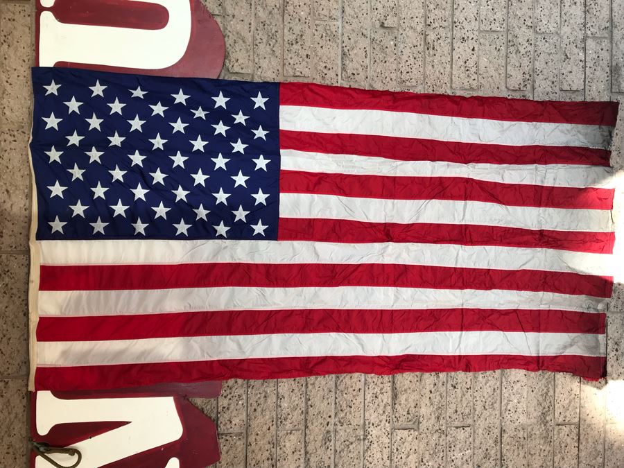 US Flag From Attack Aircraft Carrier William 'Bill' H. Harris, RADM, USN (Ret.) Valley Forge Flag Co 3' 6' X 6' 7-3/4' [Photo 1]