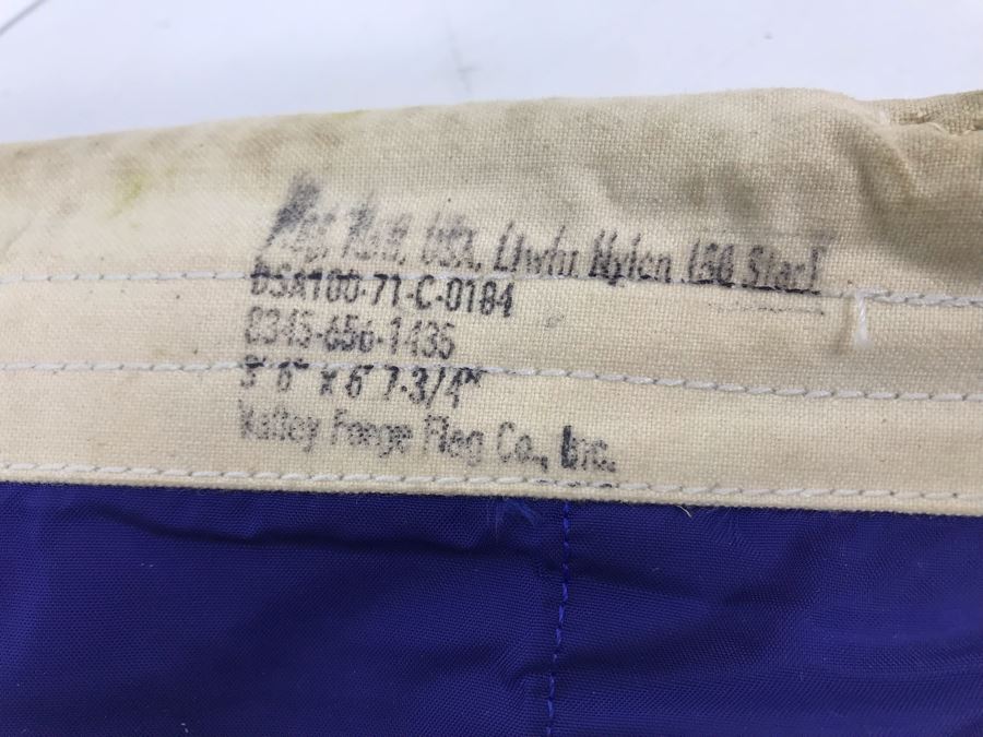 US Flag From Attack Aircraft Carrier William 'Bill' H. Harris, RADM, USN (Ret.) Valley Forge Flag Co 3' 6' X 6' 7-3/4' [Photo 3]