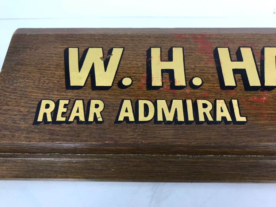 William 'Bill' H. Harris, RADM, USN (Ret.) Wooden Desk Name Plate 15'L [Photo 2]