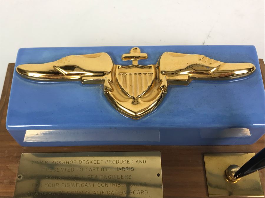 Blackshoe Deskset Presented To William 'Bill' H. Harris, RADM, USN (Ret.) By USS Coral Sea Engineers For Significant Contribution As Chairman Of EOOW Qualification Board [Photo 4]