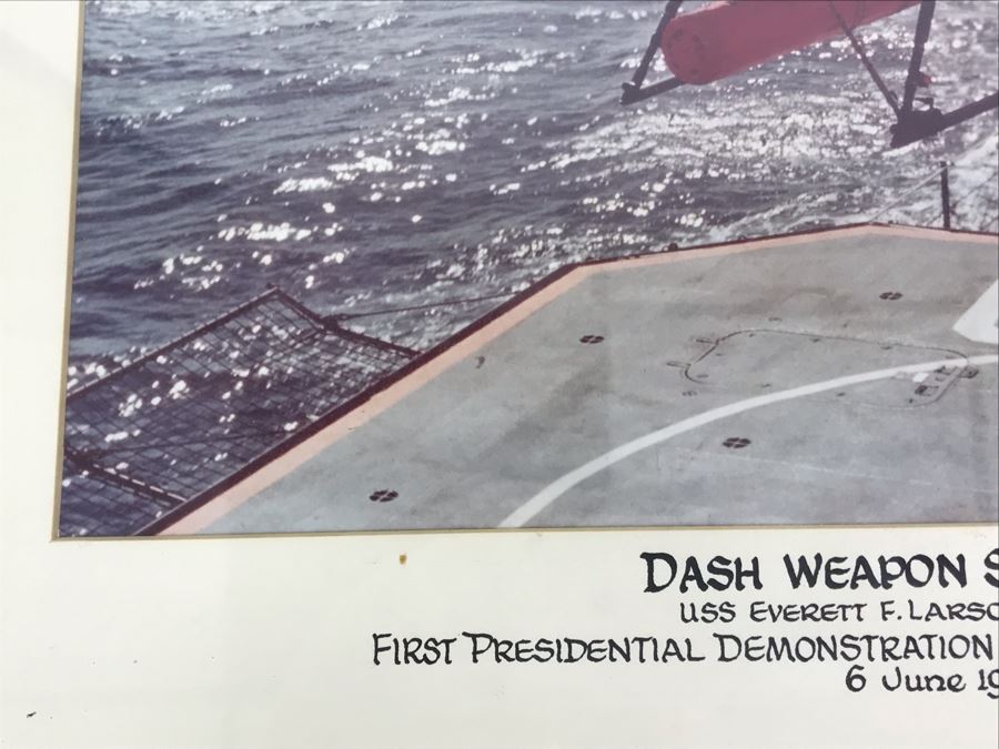 Photograph Of DASH Weapon System On USS Everett F. Larson (DD 830) First Presidential Demonstration For President John F. Kennedy 6th June 1963 (About 6 Months Before Assasination) Early Remote Controlled Drone To Drop Torpedoes On Submarines [Photo 9]