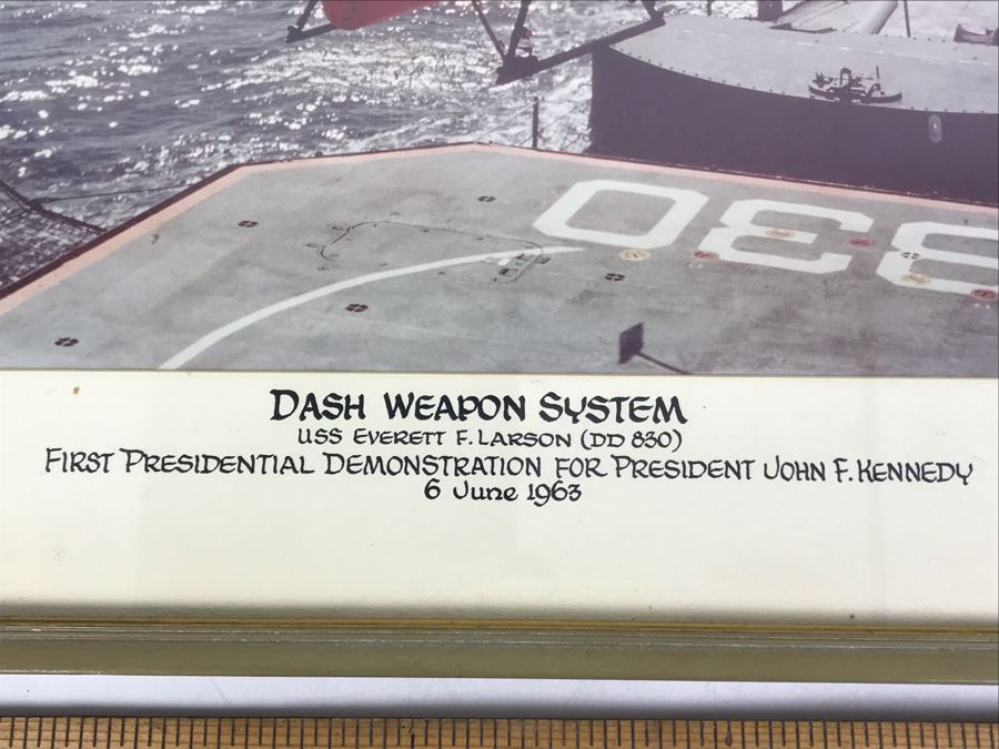Photograph Of DASH Weapon System On USS Everett F. Larson (DD 830) First Presidential Demonstration For President John F. Kennedy 6th June 1963 (About 6 Months Before Assasination) Early Remote Controlled Drone To Drop Torpedoes On Submarines [Photo 3]