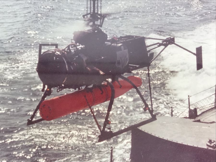 Photograph Of DASH Weapon System On USS Everett F. Larson (DD 830) First Presidential Demonstration For President John F. Kennedy 6th June 1963 (About 6 Months Before Assasination) Early Remote Controlled Drone To Drop Torpedoes On Submarines [Photo 6]